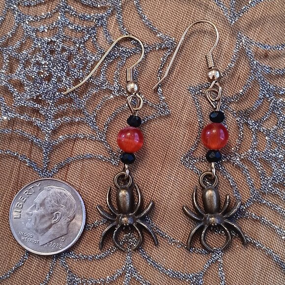 Handmade Spider Cats Eyes Gemstone Earrings - Picture 2 of 4